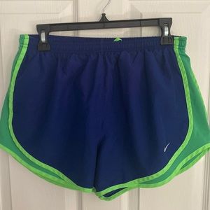 Blue, Green, and Neon Green Nike Tempo Fri-fit Running Shorts size Large
